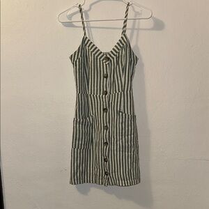 Striped Button-Down Dress with Buttons
